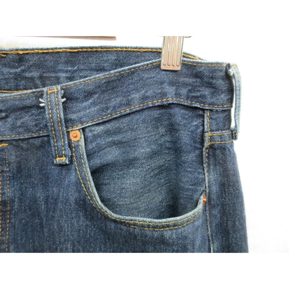 Levi's 501 Mens Jeans 34x32 Dark Wash Denim Button Fly 00501-0115